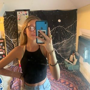 black halter top w open back